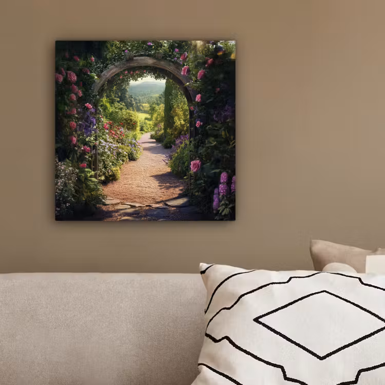 Canvas schilderij - Doorkijk - Bloemen - Natuur - Rozenboog — 3