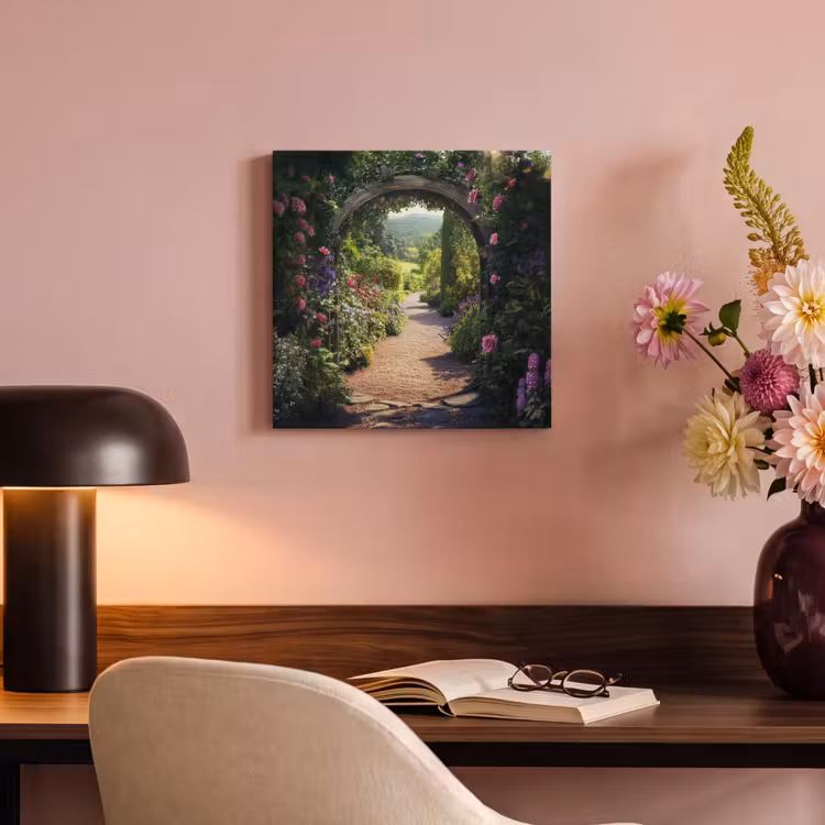 Canvas schilderij - Doorkijk - Bloemen - Natuur - Rozenboog — 4