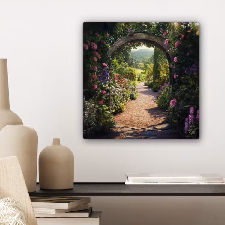 Canvas schilderij - Doorkijk - Bloemen - Natuur - Rozenboog — 5