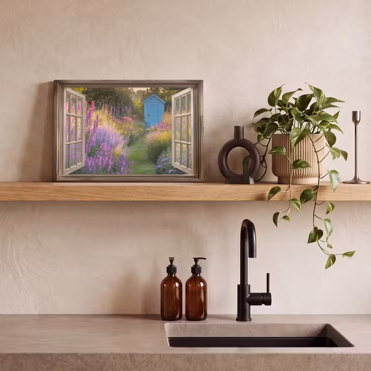 Canvas schilderij - Doorkijk - Bloemen - Raam - Natuur — 3