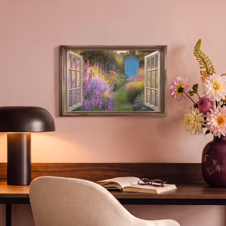 Canvas schilderij - Doorkijk - Bloemen - Raam - Natuur — 4