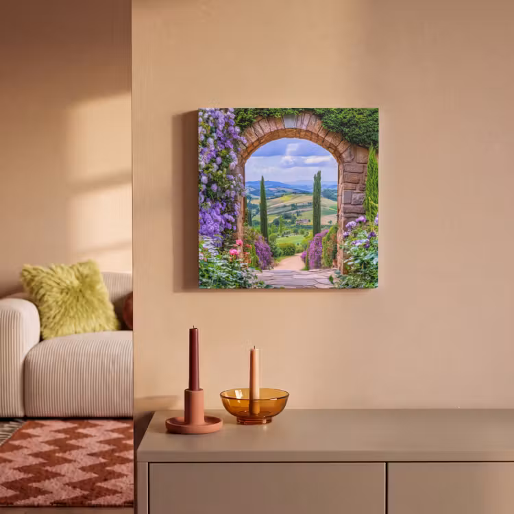 Canvas schilderij - Doorkijk - Toscane - Landschap - Poort — 2