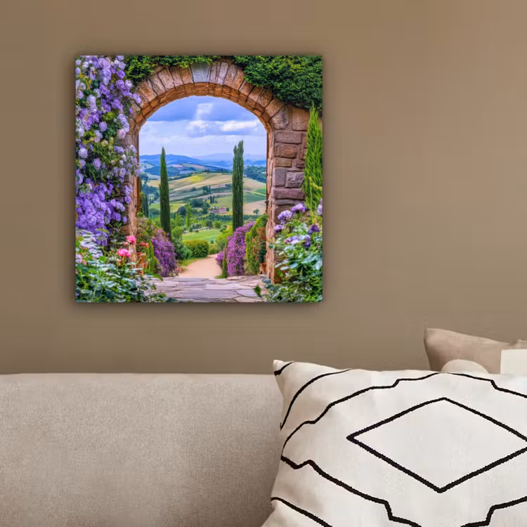 Canvas schilderij - Doorkijk - Toscane - Landschap - Poort — 3