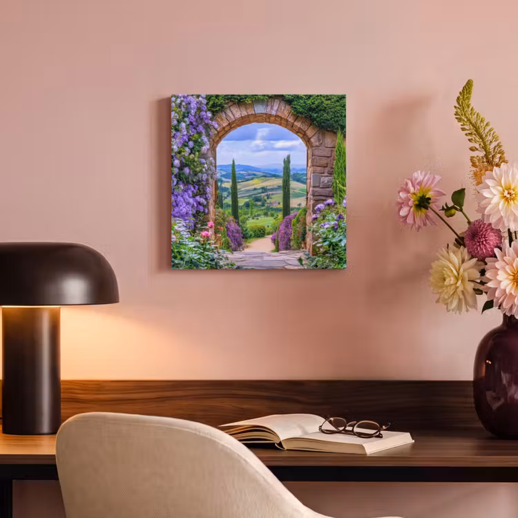 Canvas schilderij - Doorkijk - Toscane - Landschap - Poort — 4