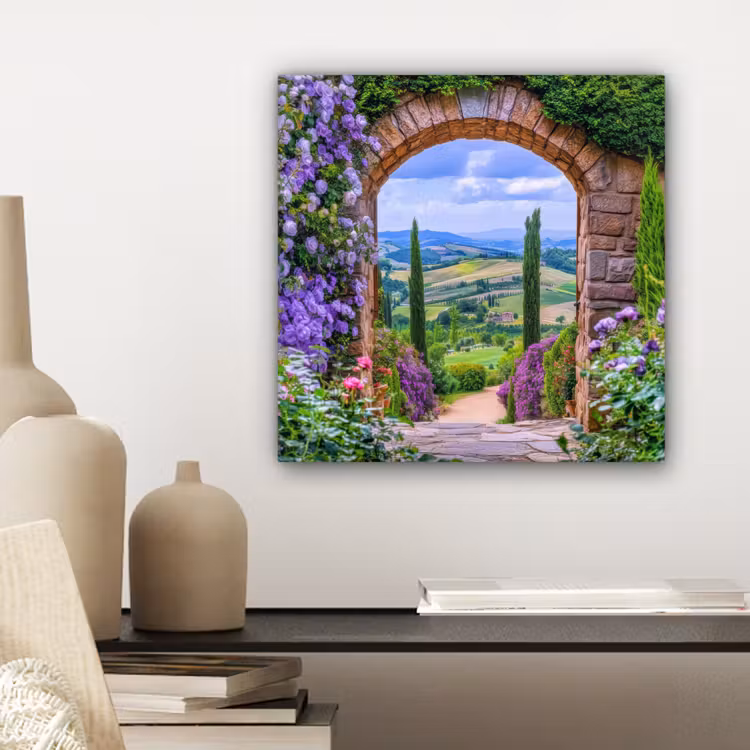 Canvas schilderij - Doorkijk - Toscane - Landschap - Poort — 5