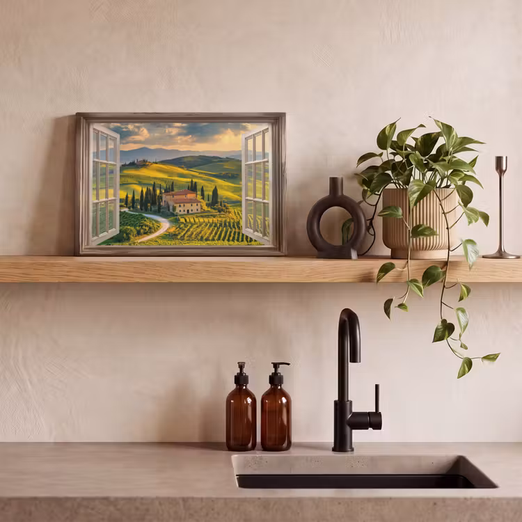 Canvas schilderij - Doorkijk - Toscane - Uitzicht - Landschap - Zomer — 3