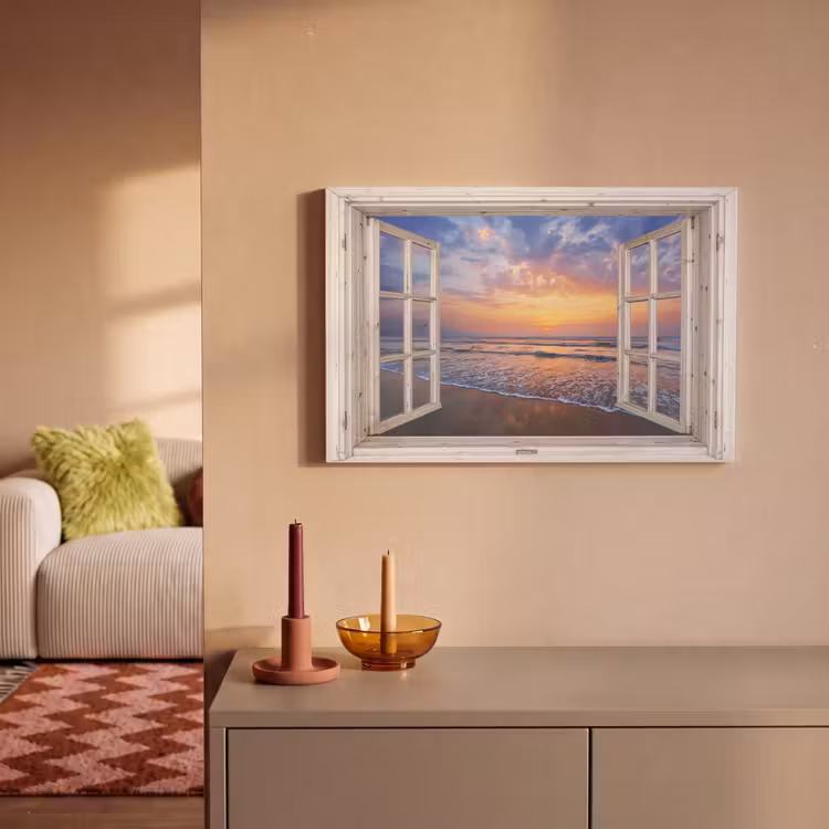 Canvas schilderij - Doorkijk - Zee - Strand - Zonsondergang - Blauw — 2