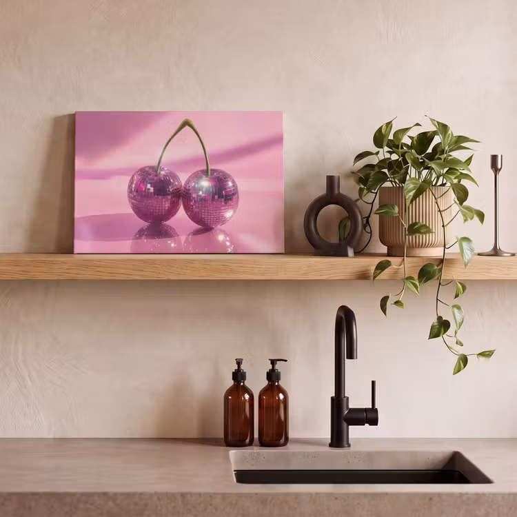 Canvas schilderij - Glitter - Discobol - Roze - Kersen — 3
