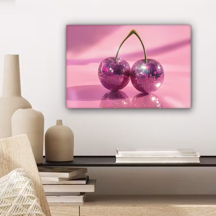 Canvas schilderij - Glitter - Discobol - Roze - Kersen — 5