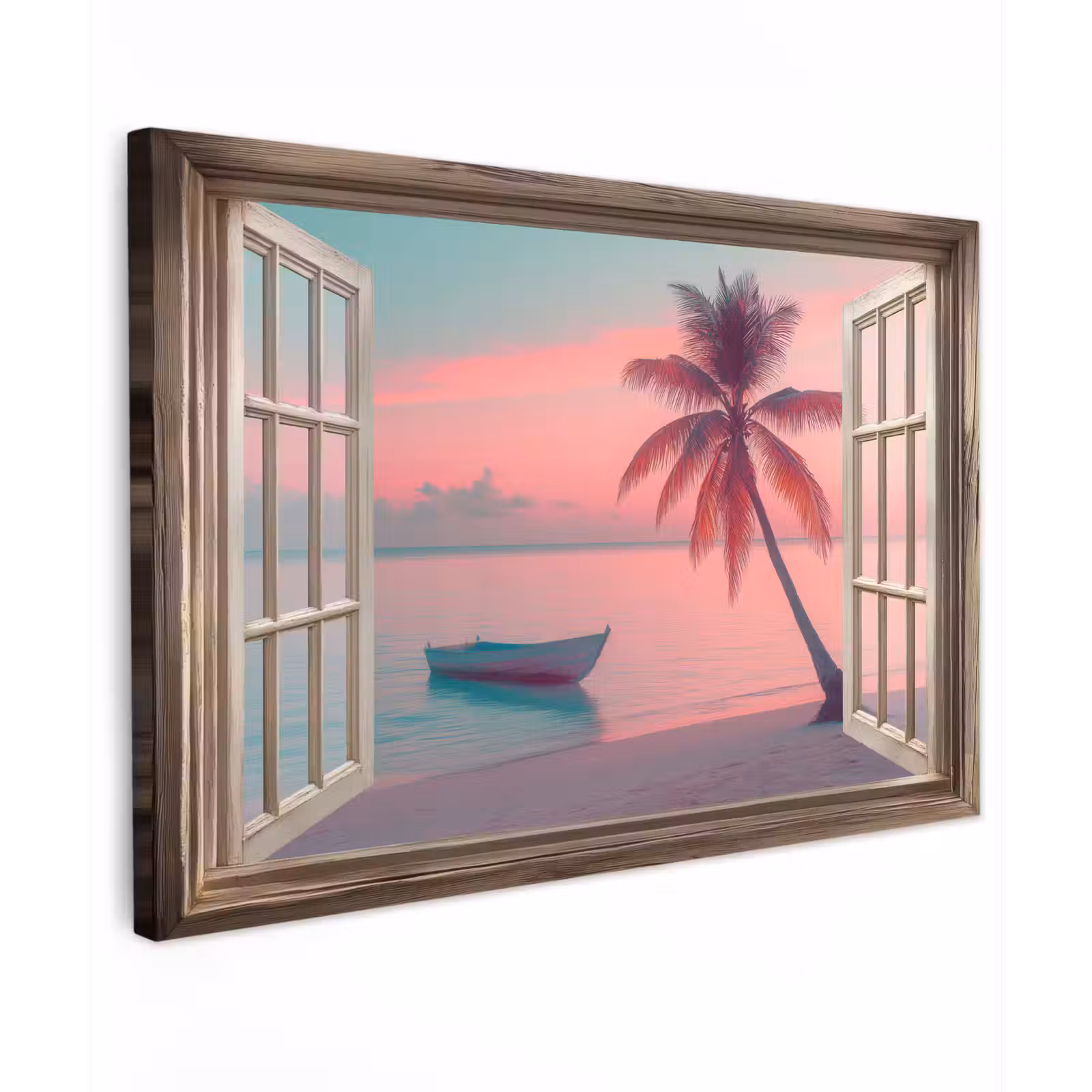 Canvas schilderij - Doorkijk - Strand - Palmboom - Tropisch — 1