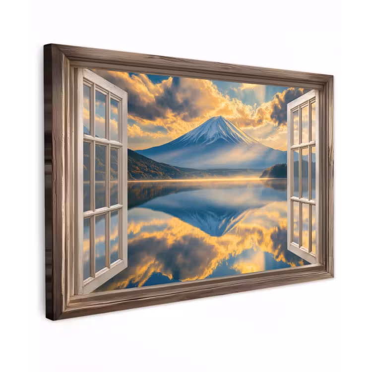 Canvas schilderij - Doorkijk - Landschap - Bergen - Uitzicht - Raam — 1