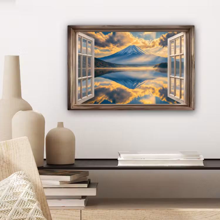 Canvas schilderij - Doorkijk - Landschap - Bergen - Uitzicht - Raam — 5