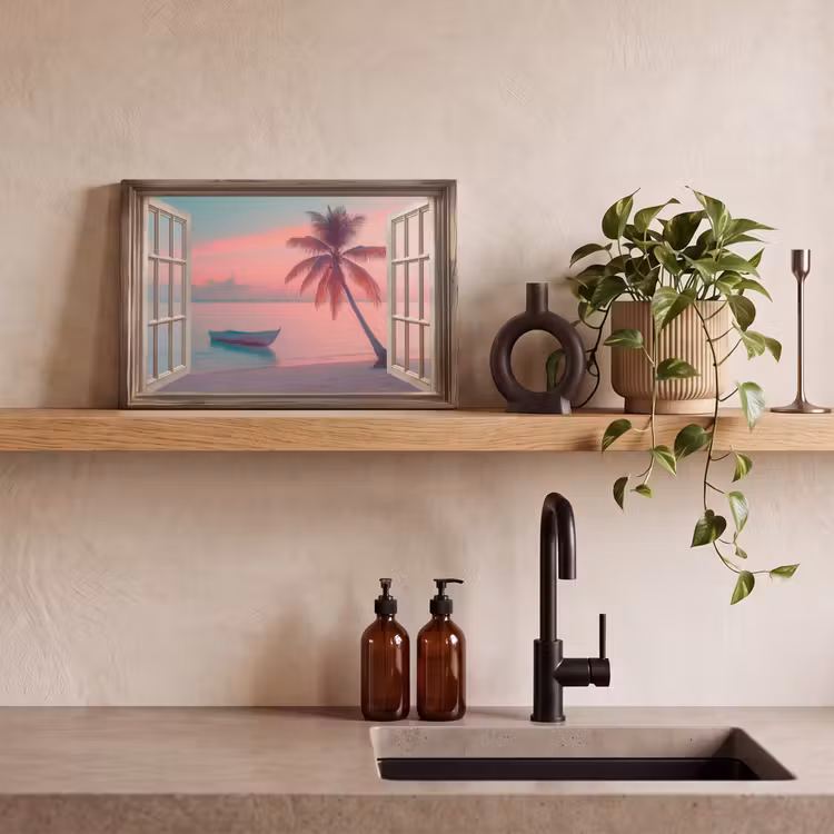Canvas schilderij - Doorkijk - Strand - Palmboom - Tropisch — 3