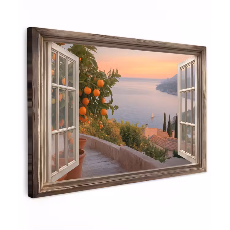 Canvas schilderij - Doorkijk - Uitzicht - Meer - Landschap — 1