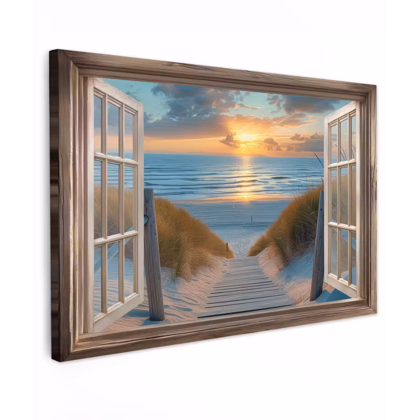 Canvas schilderij - Doorkijk - Strand - Pad - Zonsondergang — 1