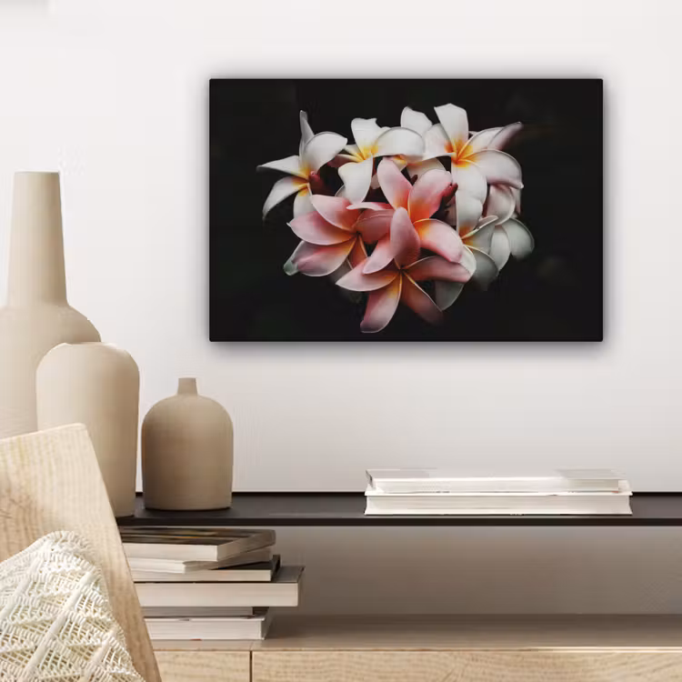 Canvas schilderij - Bloemen - Roze - Zwart - Flora - Botanisch — 5