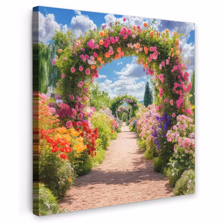 Canvas schilderij - Doorkijk - Bloemen - Kleurrijk - Natuur — 1