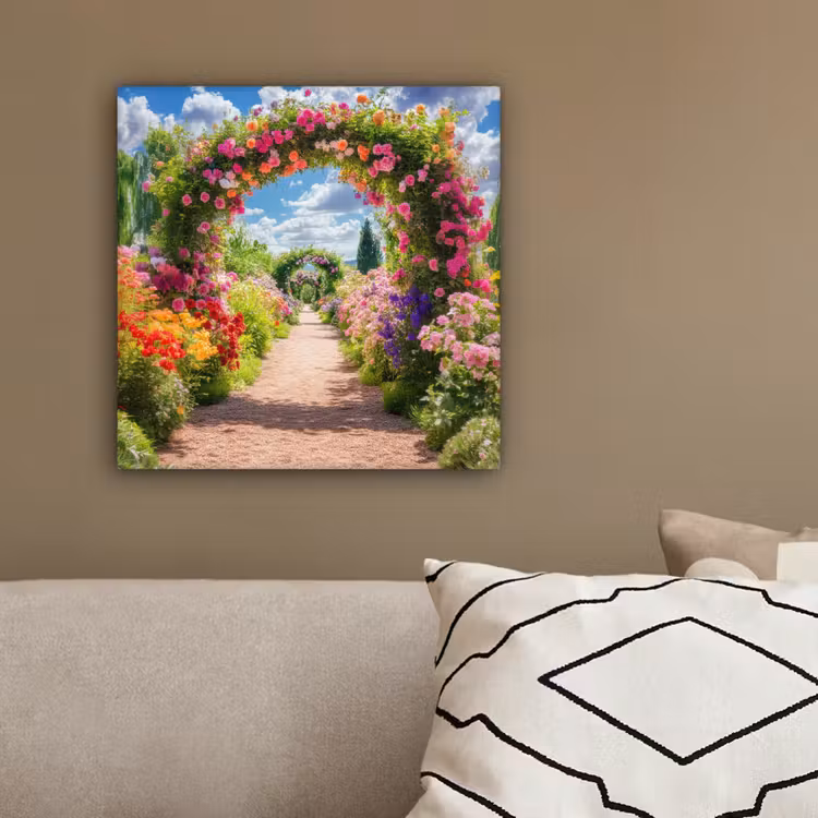 Canvas schilderij - Doorkijk - Bloemen - Kleurrijk - Natuur — 3