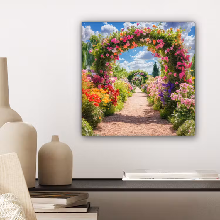 Canvas schilderij - Doorkijk - Bloemen - Kleurrijk - Natuur — 5