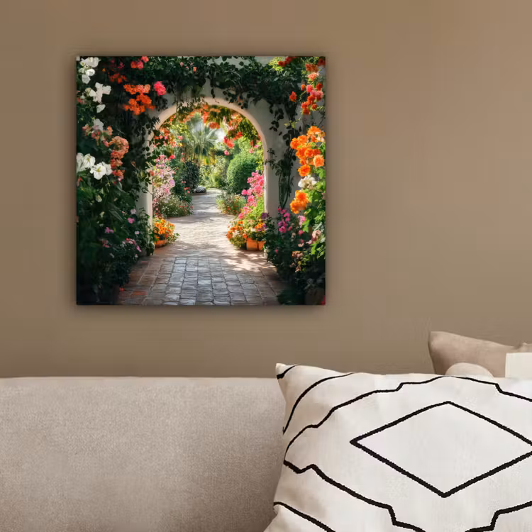 Canvas schilderij - Doorkijk - Bloemen - Natuur - Bloementuin — 3