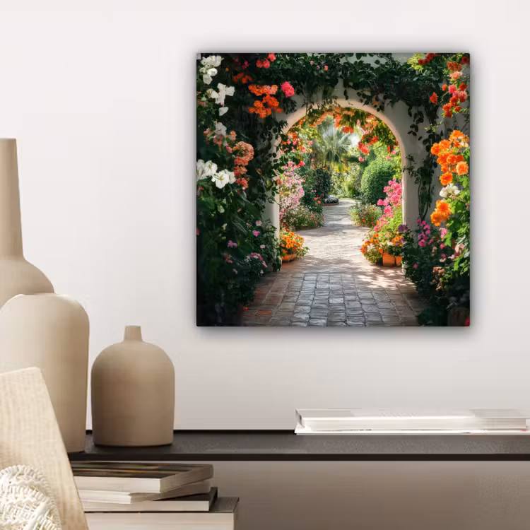 Canvas schilderij - Doorkijk - Bloemen - Natuur - Bloementuin — 5