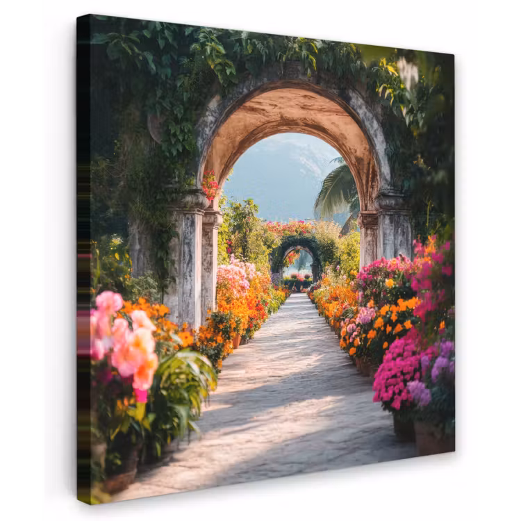 Canvas schilderij - Doorkijk - Bloemen - Tropisch - Kleurrijk — 1