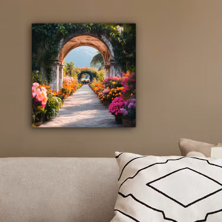 Canvas schilderij - Doorkijk - Bloemen - Tropisch - Kleurrijk — 3