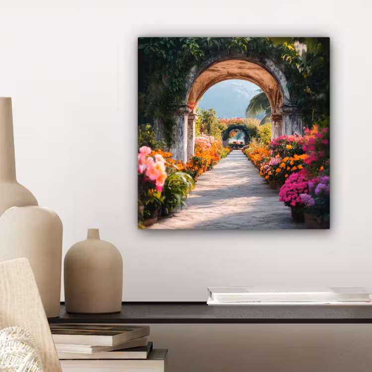 Canvas schilderij - Doorkijk - Bloemen - Tropisch - Kleurrijk — 5