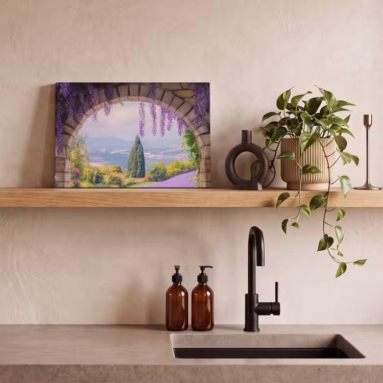 Canvas schilderij - Doorkijk - Lavendel - Bloemen - Paars - Poort — 2