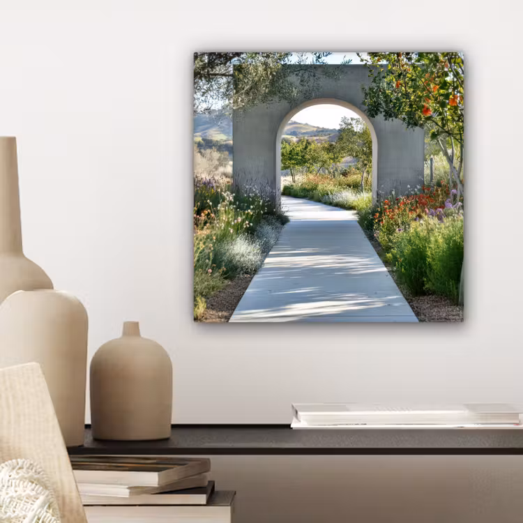Canvas schilderij - Doorkijk - Pad - Beton - Landschap — 5