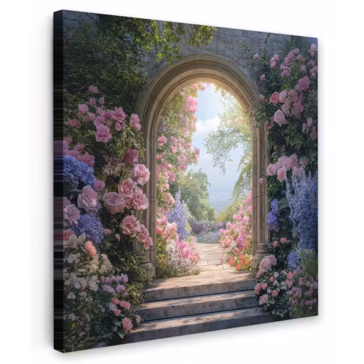 Canvas schilderij - Doorkijk - Rozen - Vintage - Bloemen — 1
