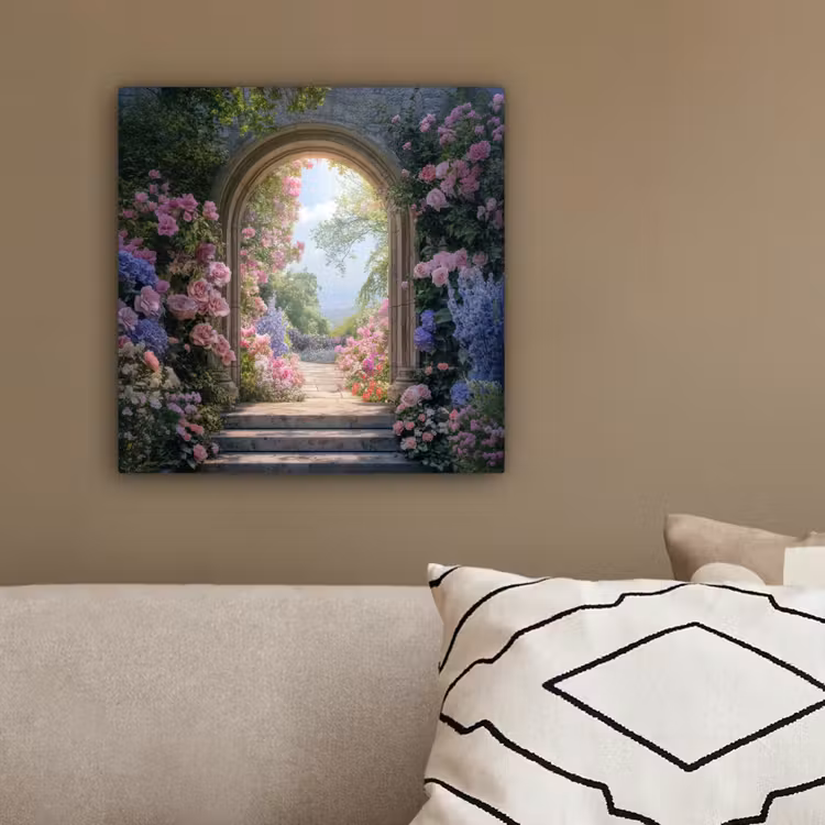 Canvas schilderij - Doorkijk - Rozen - Vintage - Bloemen — 3