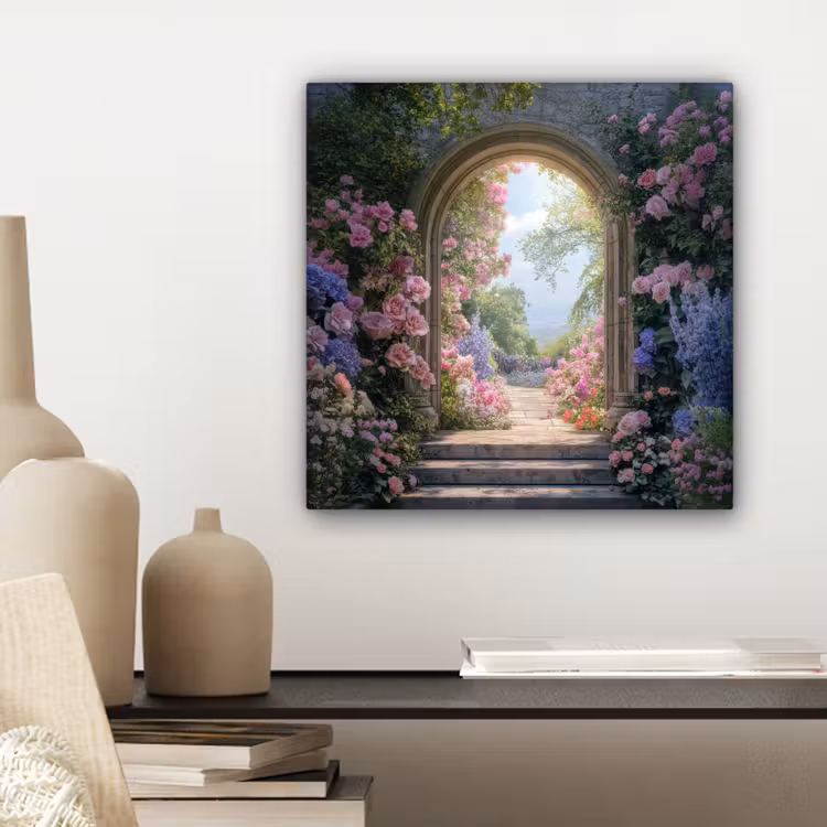 Canvas schilderij - Doorkijk - Rozen - Vintage - Bloemen — 5