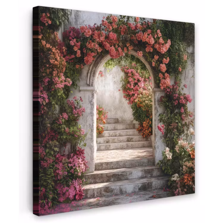 Canvas schilderij - Doorkijk - Rozen - Vintage - Poort — 1