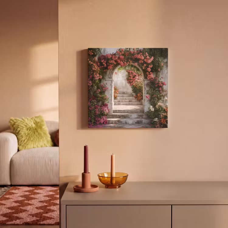 Canvas schilderij - Doorkijk - Rozen - Vintage - Poort — 2