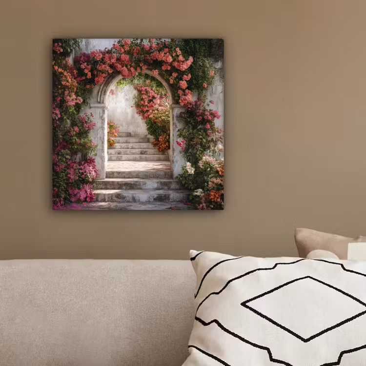 Canvas schilderij - Doorkijk - Rozen - Vintage - Poort — 3