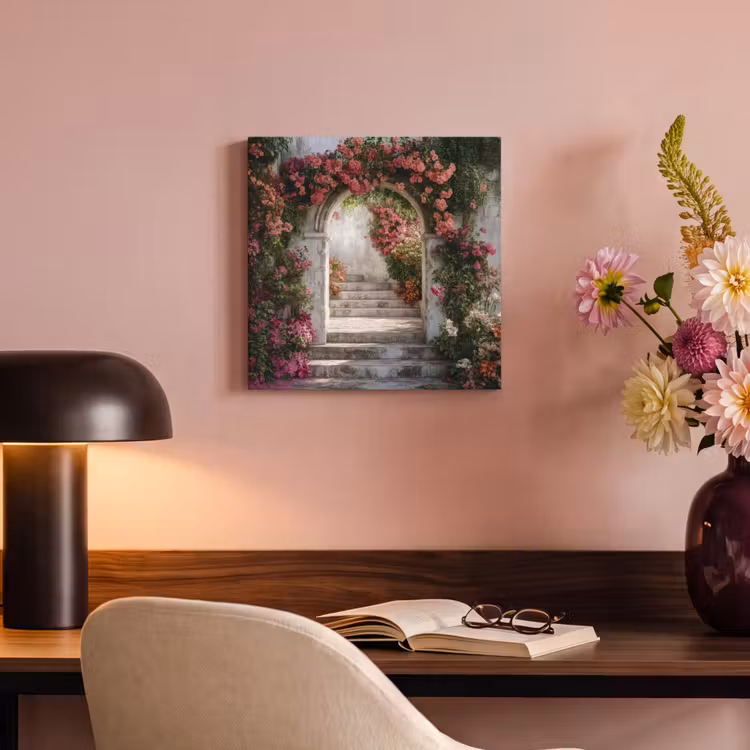 Canvas schilderij - Doorkijk - Rozen - Vintage - Poort — 4