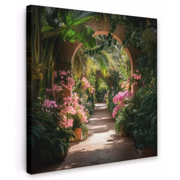 Canvas schilderij - Doorkijk - Tropisch - Bloemen - Natuur — 1