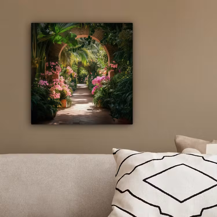 Canvas schilderij - Doorkijk - Tropisch - Bloemen - Natuur — 3