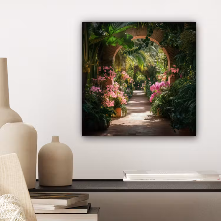 Canvas schilderij - Doorkijk - Tropisch - Bloemen - Natuur — 5