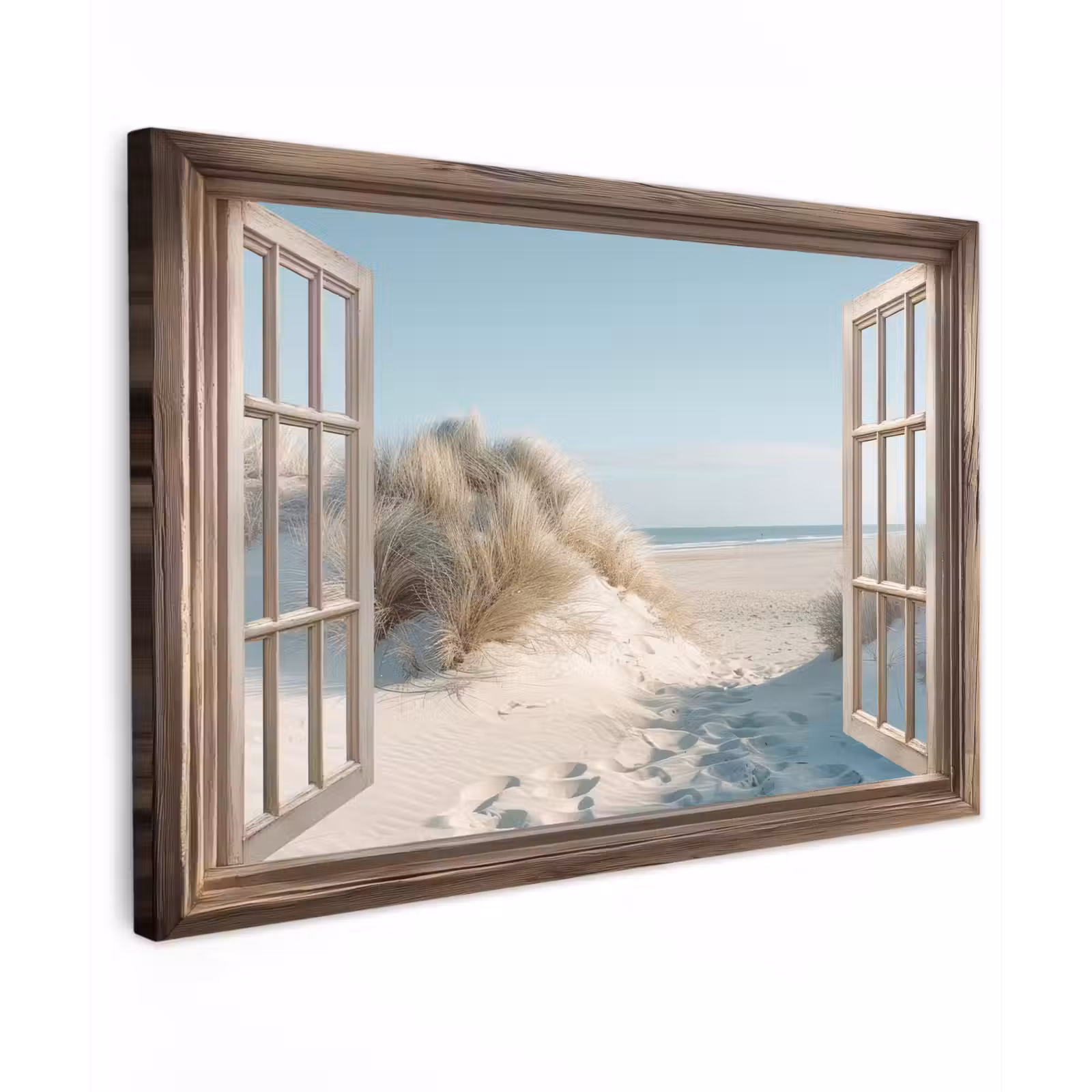 Canvas schilderij - Doorkijk - Helmgras - Duinen - Zee - Landschap — 1