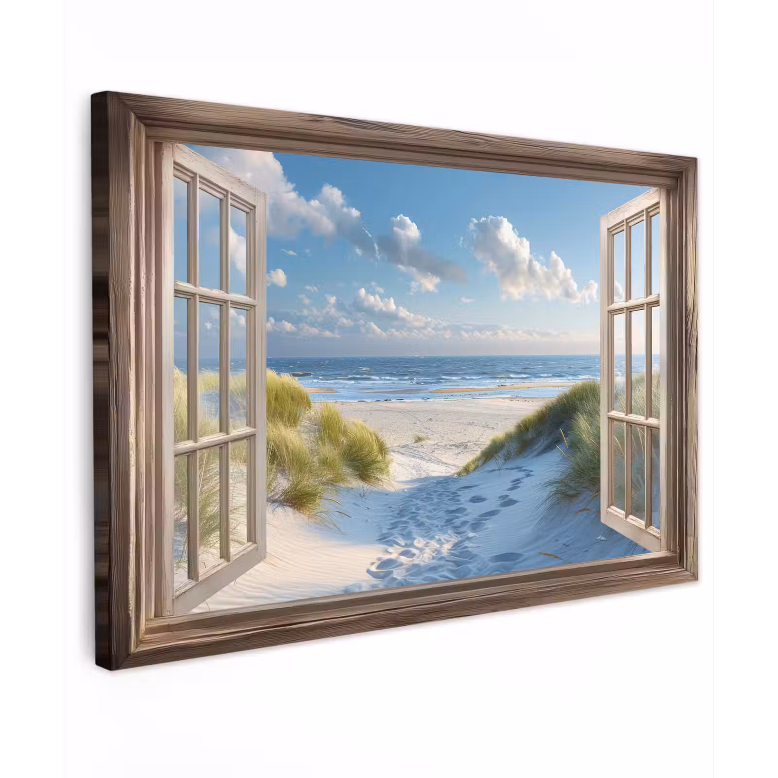 Canvas schilderij - Doorkijk - Strand - Raam - Duinen - Zee — 1