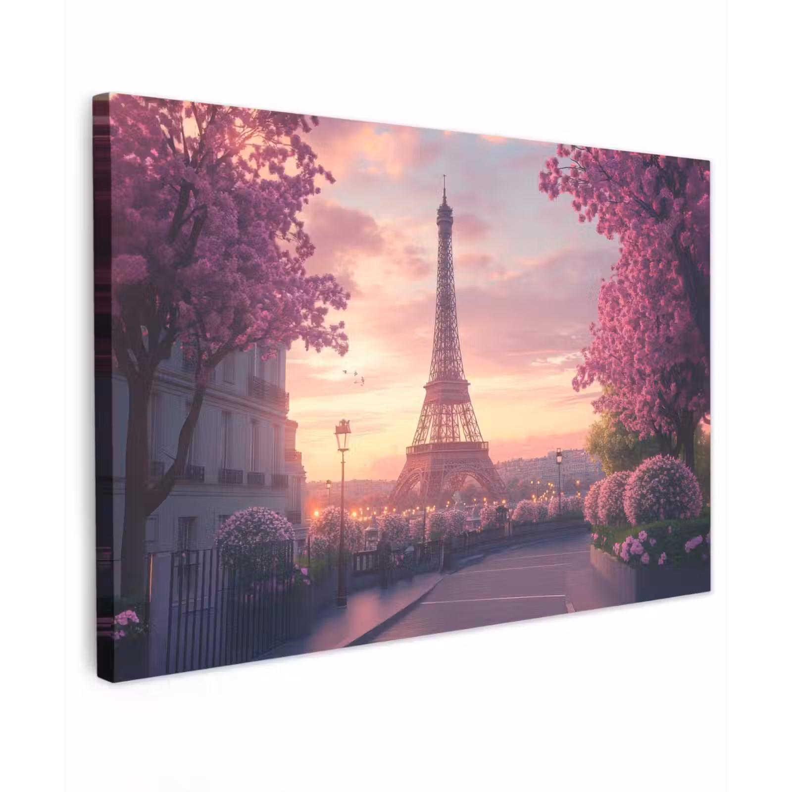Canvas schilderij - Eiffeltoren - Parijs - Roze — 1