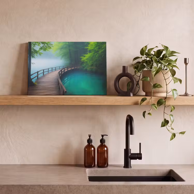 Canvas schilderij - Brug - Water - Rivier - Bos — 3