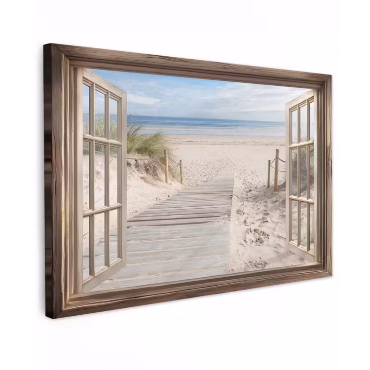 Canvas schilderij - Doorkijk - Strand - Duinen - Pad - Landschap — 1