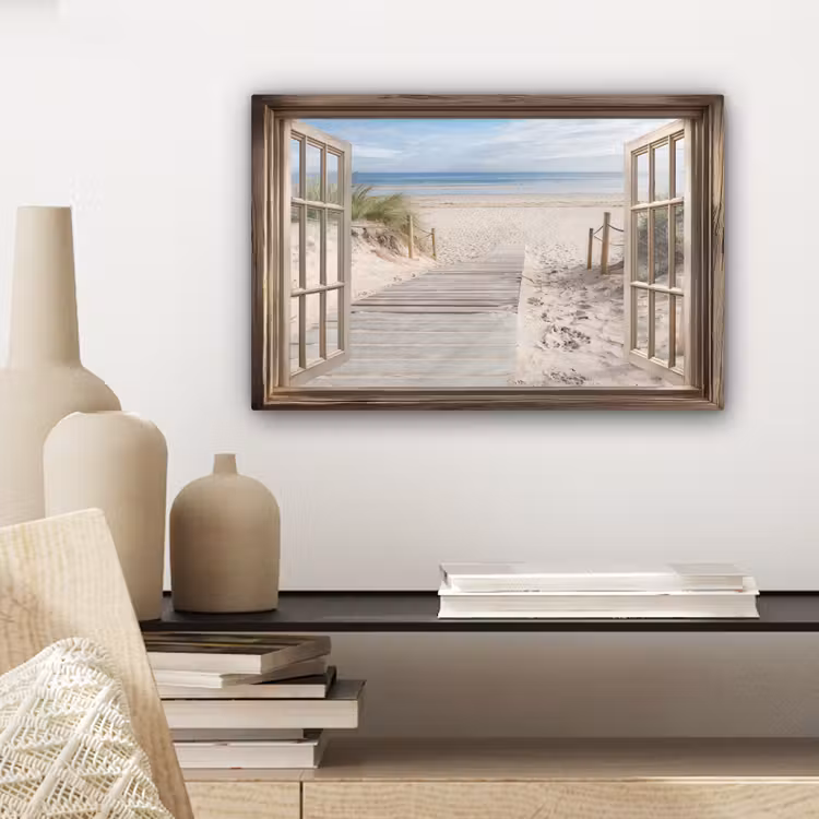 Canvas schilderij - Doorkijk - Strand - Duinen - Pad - Landschap — 5