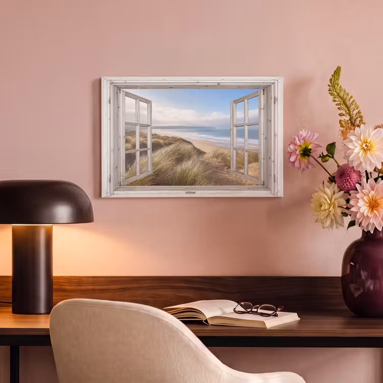 Canvas schilderij - Doorkijk - Zee - Strand - Duinen — 4