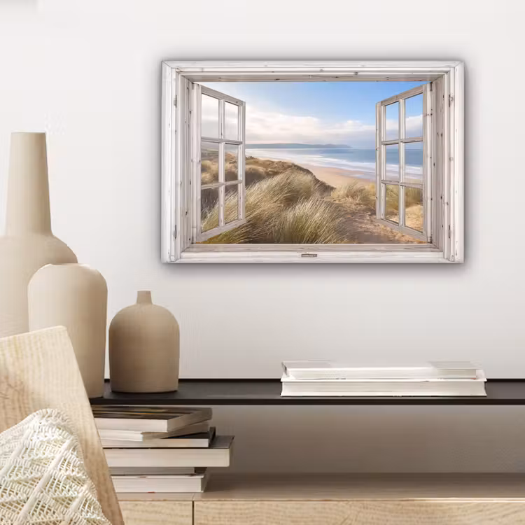 Canvas schilderij - Doorkijk - Zee - Strand - Duinen — 5