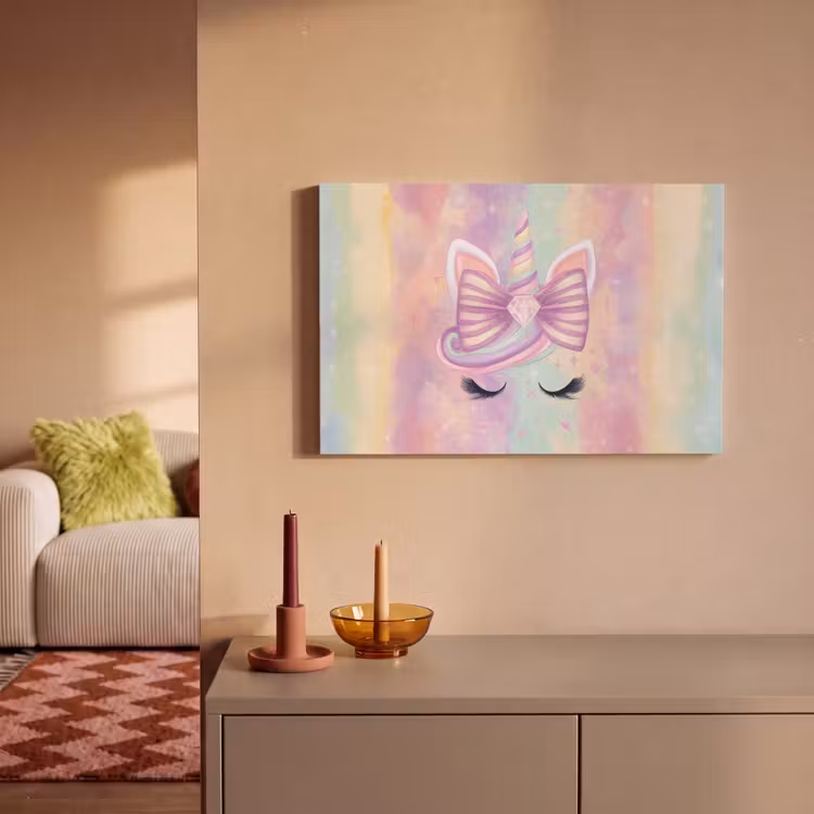 Canvas schilderij - Eenhoorn - Glitters - Regenboog - Pastel — 2