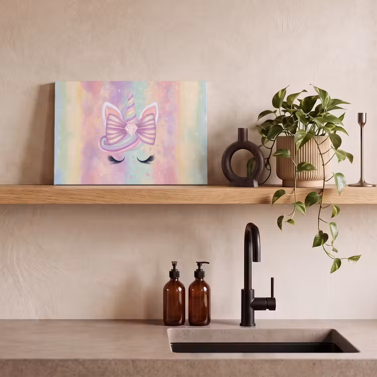 Canvas schilderij - Eenhoorn - Glitters - Regenboog - Pastel — 3